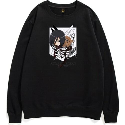 Mikasa Ackerman Men Clothing Attack on Titan Pullovers Cool Japanese Anime Hoodies Hip Hop Streetwear Harajuku Male Sweatshirts