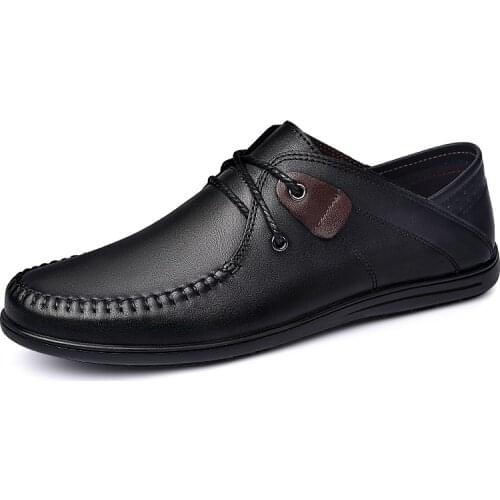 Mens Casual Leather Shoes Black Business Casual Shoes Spring Low-cut Leather Wedding Work Formal Shoes Size 45 46 for Men