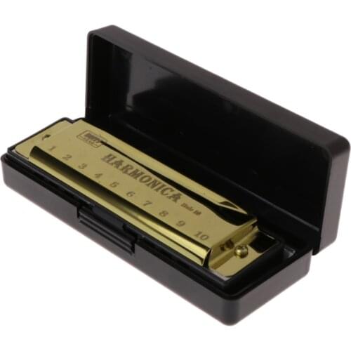 Free shipping 10 Holes Key of C Blues Harmonica Musical Instrument Educational Toy with Case