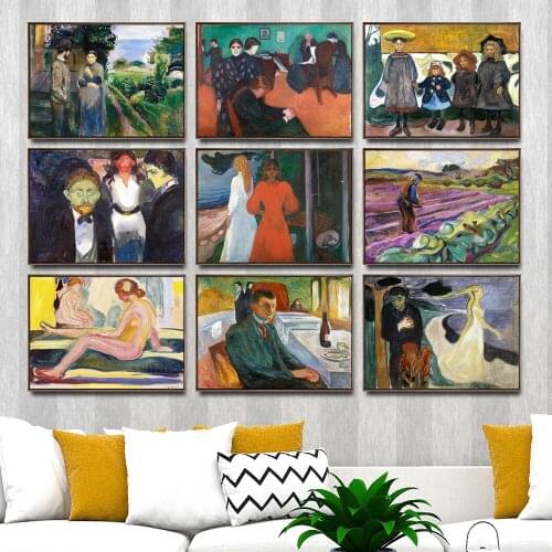 5D DIY Poured Glue Diamond Painting Kits Scalloped Edge Home Decoration Art Wall Living Room Norwegian Edvard Munch Unique Gift
