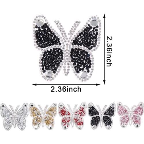 6X6Cm Butterfly Rhinestone Patches Heat Transfer Motif 10Pcs Hotfix Crystal Animals Appliques Iron On Diy Clothes Bag Decoration