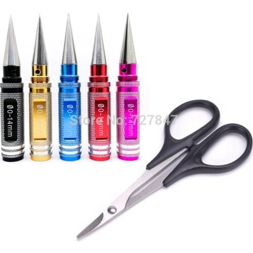 NEW 0-14mm Hole Puncher Reamer w/Sleeve Curved Scissors Set Universal Tool for RC Car Body Shell Lexan Plastic with Blue Reamer