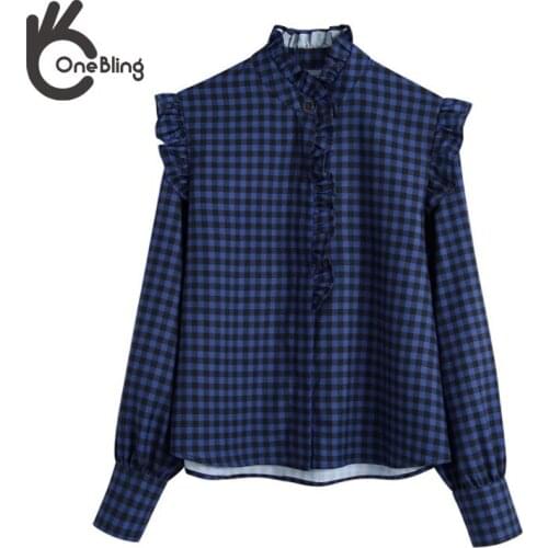 Блузки в клетку ONEBLING China At AliExpress
