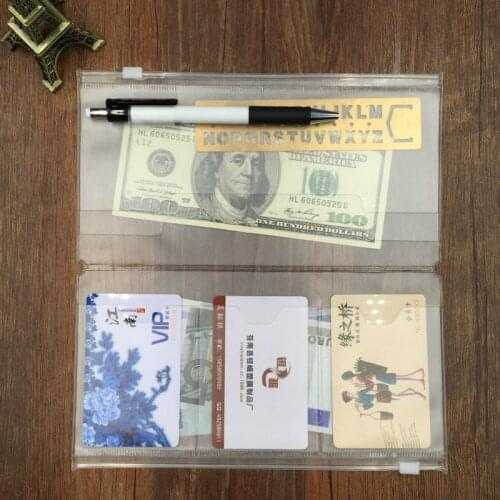 Storage for Travel Notebook Diary Journal Office Tickets Cards Organizer PVC Zipper Bag Holder