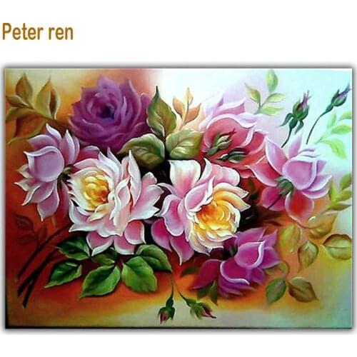 Peter ren 5D DIY Needlework Diamond Embroidery Diamond Painting Cross Stitch Full Drill mosaic Paintings Crafts Rose flower