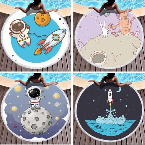 Space-Patterned Aerospace Rocket Printed Beach Towels Microfiber Digital Pool Beach Towels Toalla Blanket Shower Beach Towels