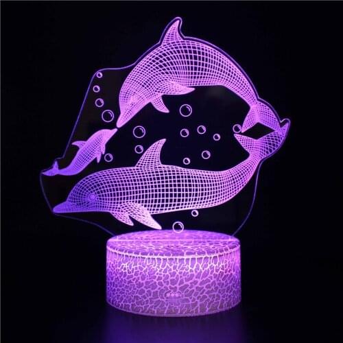 Remote / Touch Control 3D LED Night Light LED Table Desk Lamp Dolphin LED Night Lights Color Change 3D LED Light for Kids Gifts