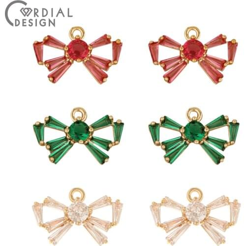 Cordial Design 50Pcs 11*17MM Jewelry Accessories/CZ Pendant/DIY/Bowknot Shape/Jewelry Findings & Components/Hand Made/Charms
