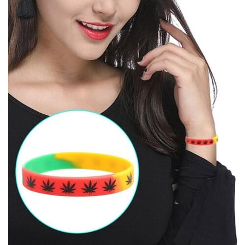Leaves Jamaica Weed Rasta Reggae Silicone Bracelet&bangles Black White Color Wristband Fashion Jewelry 2018