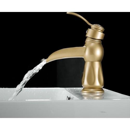Basin Mixer Faucets Bathroom Sink Tap Brush Gold Brass Hot and Cold Bath Faucet Single Handle Hole Basin Tap Wash Basin Torneira