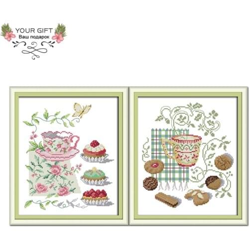Your Gift J359J360 Counted and Stamped Afternoon Tea Needlework Needlepoint Embroidery DIY kitchen Home Decor Cross Stitch kits