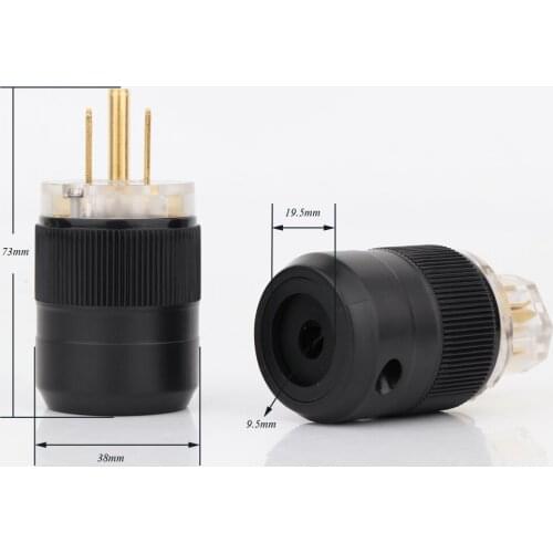 High quality Gold Plated transparent US AC Power Plug hifi DIY Power cable IEC Female Connector