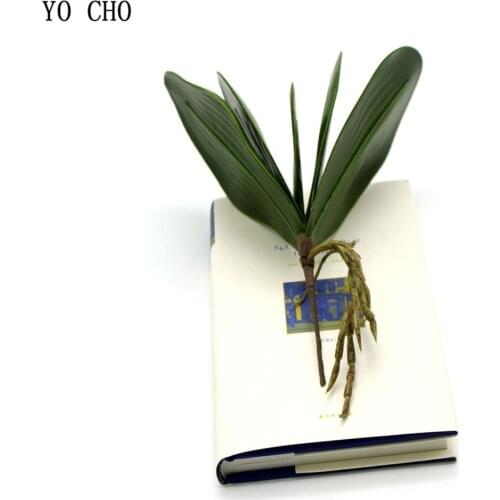 YO CHO 1pc Real Touch Phalaenopsis Leaf PU Artificial Green Plants Orchid Leaves Floral Arranging Accessories Home Decoration