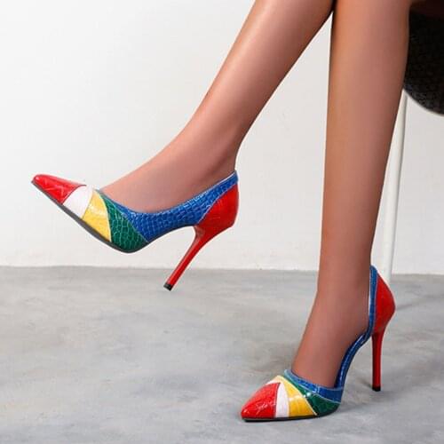 COOLULU 2021 Spring Women Shoes Super High Heels Stiletto Heel Dress Pumps Pointed Toe Footwear Female Sexy Brown Large Size 48