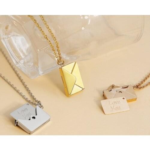 Love Envelope Pendant Necklace Heart Seal Love Message Locket Pendant Can Open Envelope Lovers Fashion Necklace Jewelry R7RF