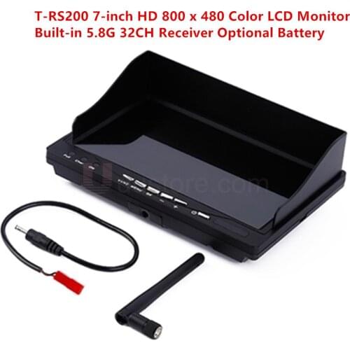 Fpv LCD Monitor Built-in 5.8G 32CH Receiver T-RS200 7 inch monitor HD 800x480 400cd/m2 Color Optional Battery For QAV250 ZMR250