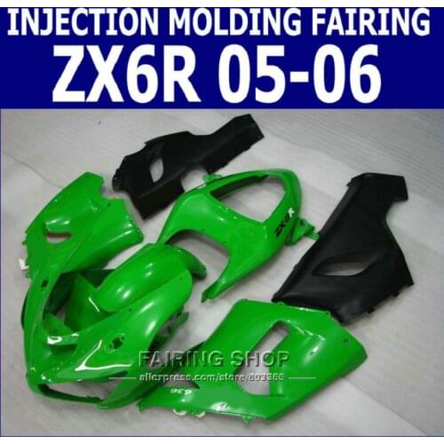 100%fit Fairing kit ZX6r 05 06 2005 2006 (Green black) Fairings For Kawasaki Ninja Customize free v75