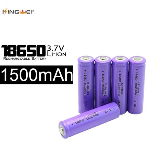 100% Brand New KingWei Purple 18650 1500mAh Li-ion Rechargeable Battery 3.7v Energy Saving Pointed Cylindrical Batteries