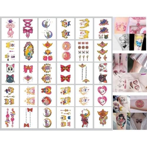 30 Pieces Cartoon Beautiful Girl Tattoo Stickers Cute Waterproof Japanese Geisha Dark Series Temporary Tattoo Stickers
