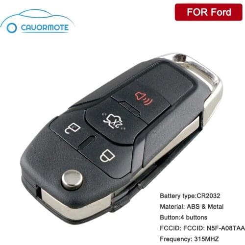 4Buttons Flip Remote Key Keyless Entry Fob ID49 Chip for Ford Fusion ​2013 2014 2015 2016 2017 2018 315MHZ N5F-A08TAA