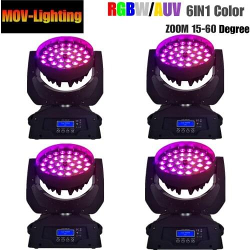 4pcs/lot 36x18w RGBWA UV Zoom Light Dmx Wash moving head light