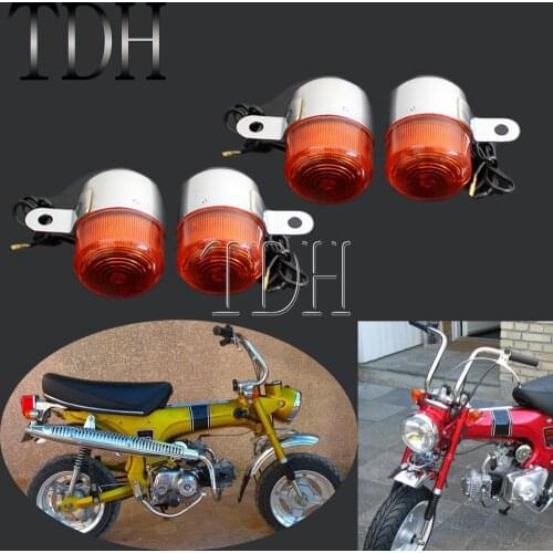 4X Motorbike Turn Signal Light Indicators Amber Blinker Light Flashers For Harley Chopper Honda Z50 ST50 ST70 CT70 ST 50 CT 70