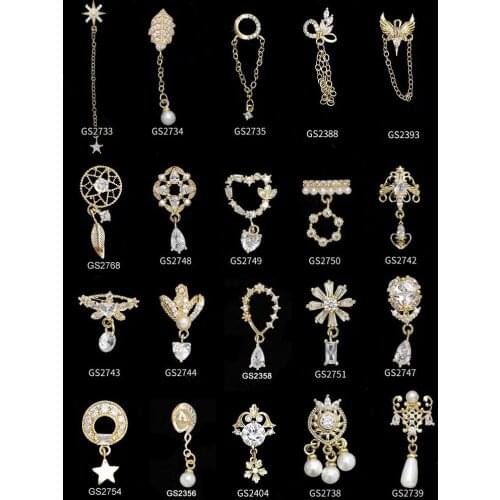 5pcs Nail Diamond Nail Rhinestone Jewelry Metal Zircon drill Short Tassel nail art decoration Popular New pendant nail Ornament