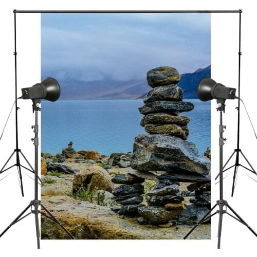 5x7ft Pangong Tso Sunrise Photography Background Stone Mountain Backdrop Landscape Photo Studio Backdrop Props Wall
