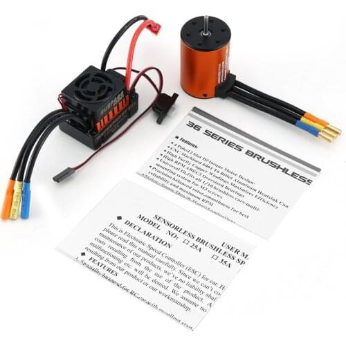 SURPASS HOBBY 3650 4300/3500/3900KV Brushless Sensorless Motor With 60A ESC Combo Set For 1/10 RC Car Truck Part Accessories
