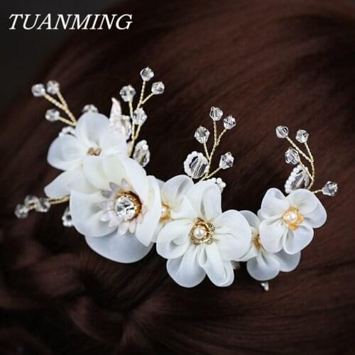 Yarn Flower Hair Combs For Bride Marriage Wedding Hair Acessories Handmade Combs In Hair Party Prom Bridal Hair Comb Accessory