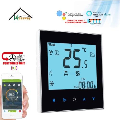 HESSWAY Fan Compressor Smart TUYA WIFI Thermostat for 2 Pipe Heater Cooler Temperature Controller