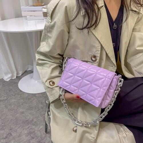 INS Fashion Women Quilted Hand Bag Soft PU Leather Crossbody Female Thick Chain Tote Bags Party Flap Purses Luxury Clutch Bags