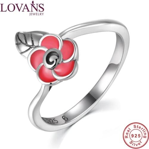 LOVANS Female Real Sterling Silver 925 Ring Women Fine Jewelry S925 Flower Shape for Anniversary