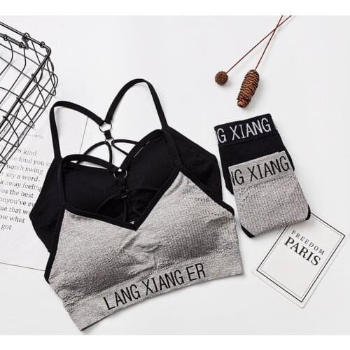 Sexy Letter Print Tank Top For Children Young teenage girl Push Up Bra Lingerie Wire Free Fashion Breathable Panties Set