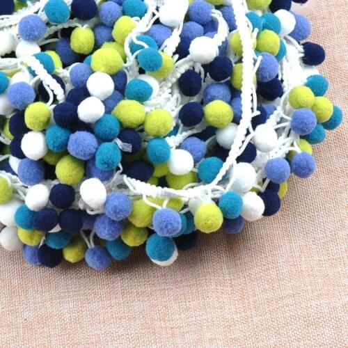 2 yard high quality colorful PP ball elastic lace tassel trim fringe ribbon for sewing handmade crafts decoration DIY 15mmcp1542