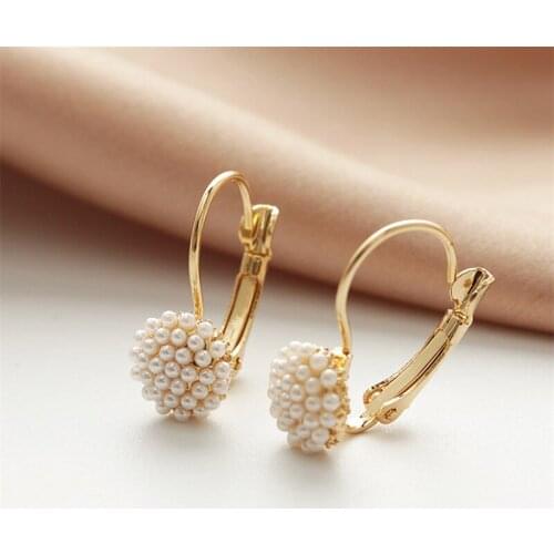 Fashion Korean Style Golden Round Woman Earrings Commuter Earrings Cute Millet Pearl Ladies Earrings Jewelry