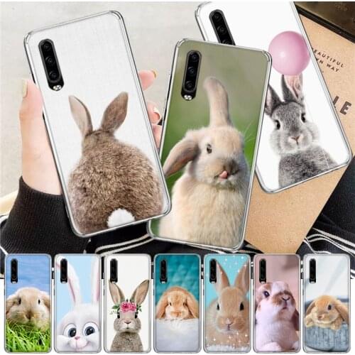 Cute White Baby Rabbits Soft Cover Phone Case For Huawei P30 P20 P10 P40 Mate 30 20 10 Pro Lite P Smart Z Plus + Customized Coqu