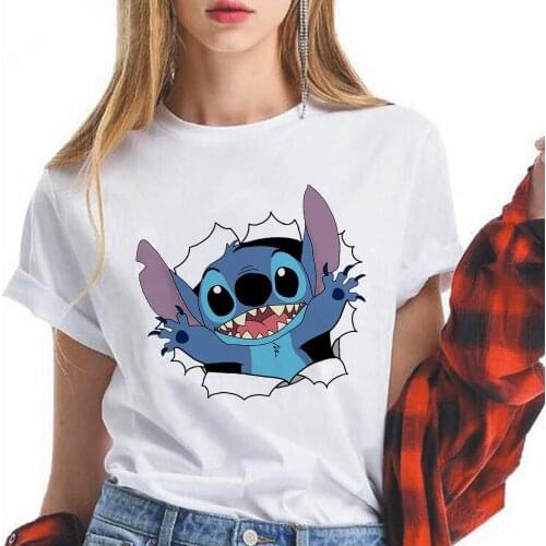 2021 New Fashion S-3XL Summer Lilo & Stitch Basic T-shirt Women Casual Short Sleeve Tee-Shirts Female Tops Disney Printing