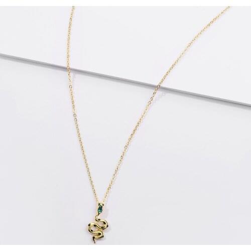 New Simple Green Clear Crystal Snake Necklace Christmas Gifts