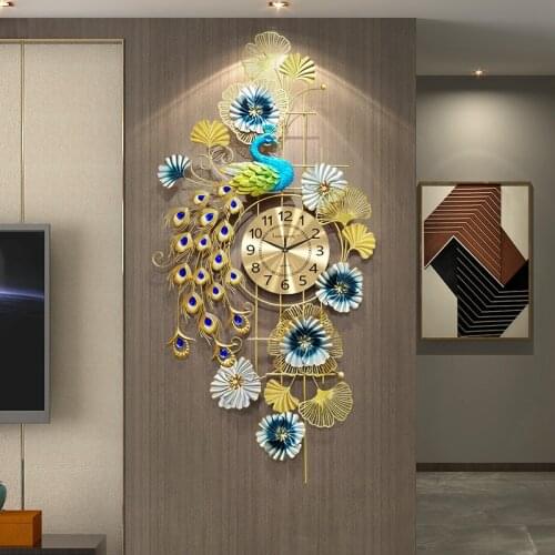 New Chinese Style Peacock Decoration Clock Home Fashion Creative Chinese Style European Style Light Luxury Clock