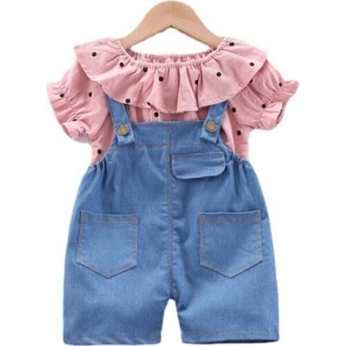 New Summer Baby Girls Clothes Suit Children Cute T-Shirt Strap Shorts 2Pcs/Sets Toddler Casual Cotton Clothing Kids Tracksuits