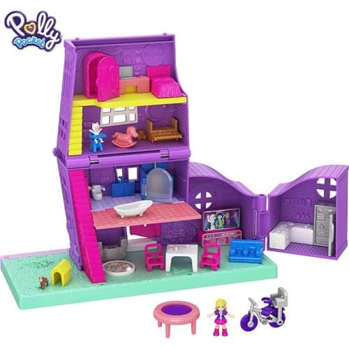 Original Polly Pocket Mini Doll Pollyville Small House Mini Toys Treasure Box World with Accessories Doll Houses GFP42