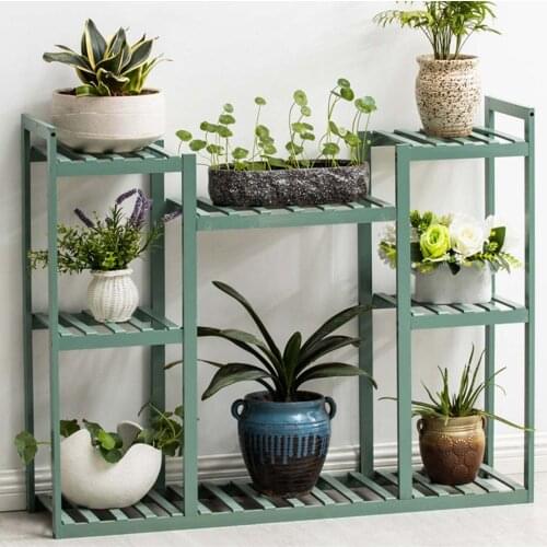 Multifunction Wooden Storage Plant Shelf Art Plant Holder Home Garden Flower Pot Organizer Living Room Balcony Storage Rack