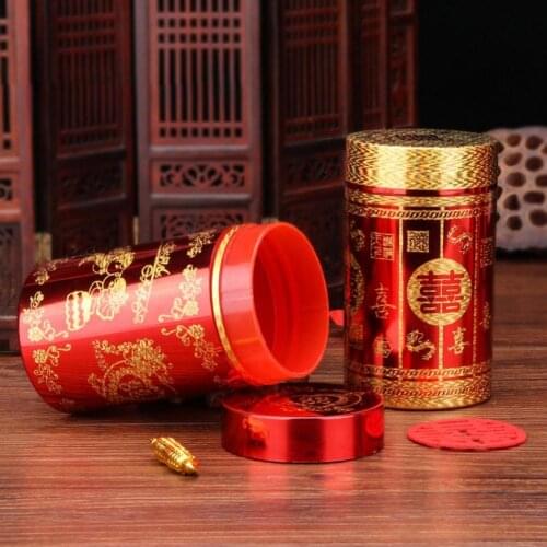 Festive Tea Canister Airtight Acrylic Wedding Tea Can with Double Happiness Coffee Powder Cans Tea Leaves Container for Home