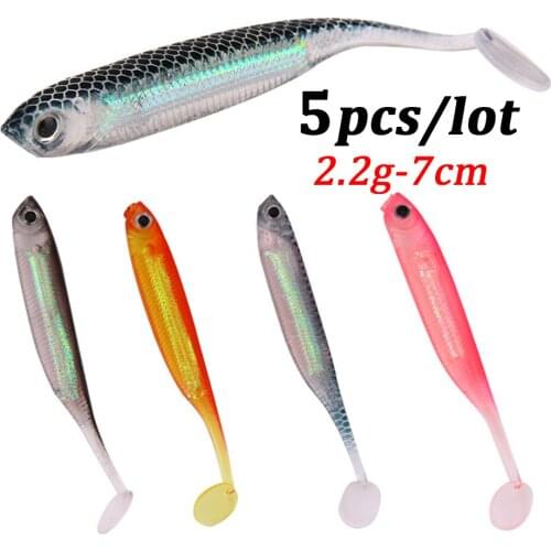 5pcs/lot Silicone Soft Fishing Lures T Tail Fish Larvae Bait Artificial Worm Lure Wobblers Sinking Swimbait Fishing Tackle