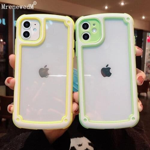 MrenewedM Luxury Shockproof Candy Silicone Case For iPhone 12 Mini 11 Pro X XR XS Max 6S 7 8 Plus SE 2 Transparent Acrylic Cover