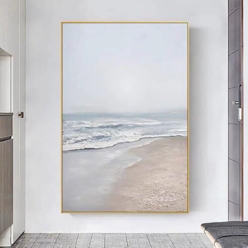 Handmade New Modern Wall Art Sea Wave Beach Decorative Canvas Painting Nature Seascape Pictures For Living Room No Frame