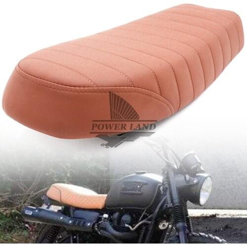Light Brown Retro Vintage Saddle Motorcycle Racer PU leather Seat Universal Fits For Honda Yamaha Suzuki Kawasaki Harley Custom