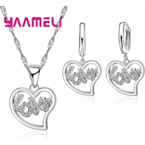 Trendy Jewelry Accessory Real 925 Sterling Silver Pendants Necklaces /Earrings Engagement Women Jewelry Sets