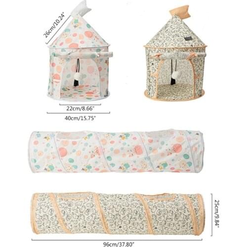 H55E Pets Home Foldable Soft Cat Tunnel Tubes Toys Pet Play Bed Indoor